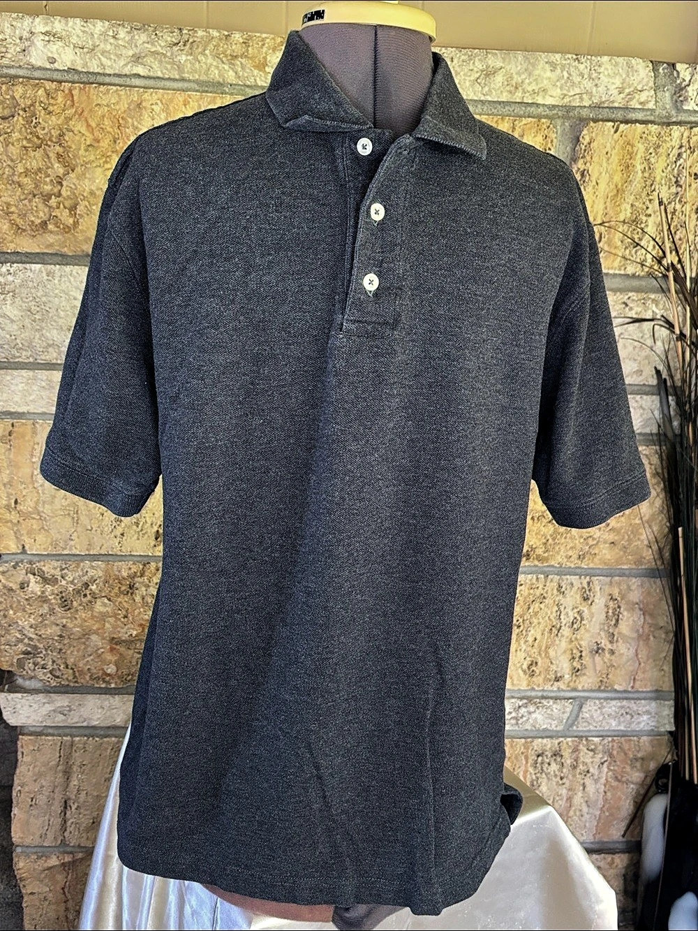 St. Johnβs Bay Classic Fit Cotton PiquΓ© Polo Shirt Charcoal Medium